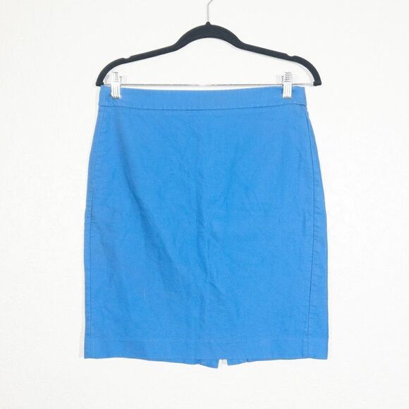 J. Crew Blue Back Slit Pencil Skirt Size 4 - Picture 1 of 7